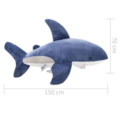 vidaXL Knuffel witte haai pluche blauw en wit