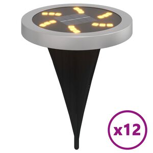 vidaXL Grondlampen 12 st solar met grondpennen warmwit