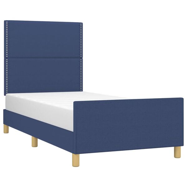 vidaXL Bedframe zonder matras 100x200 cm stof blauw