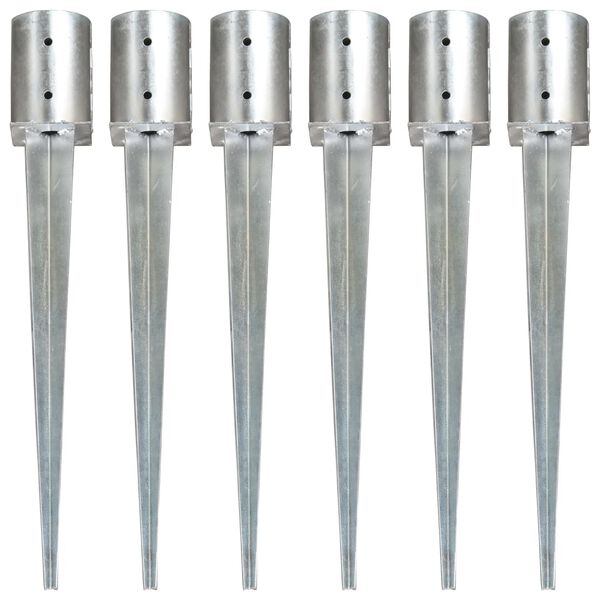 vidaXL Grondpinnen 6 st 10x76 cm gegalvaniseerd staal zilverkleurig