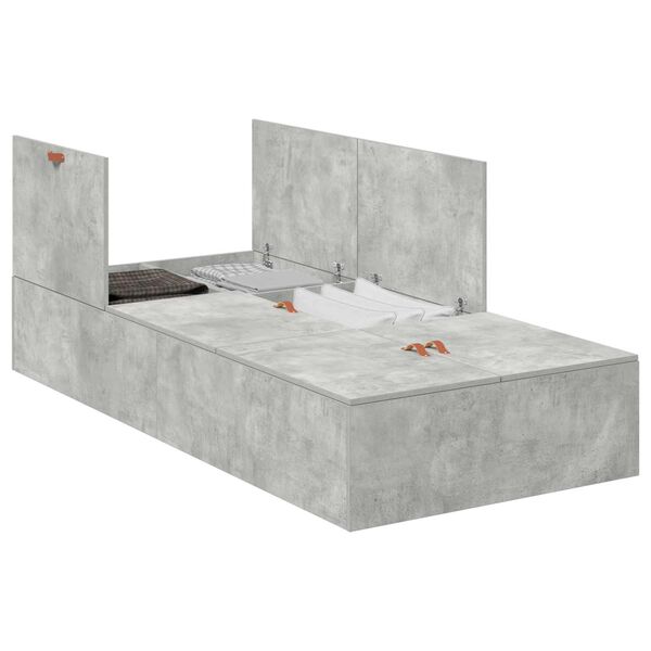 vidaXL Opbergbedframe met opslag Beton Grijs 80 x 200 cm Bewerkt hout