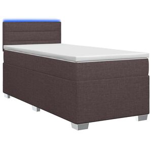 vidaXL Boxspring Bed met Matras en LED Donkerbruin 90 x 190 cm Stof