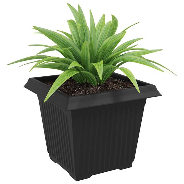 vidaXL Vierkante Bloempot 24 pcs Zwart 33 x 33 x 26 cm Kunststof