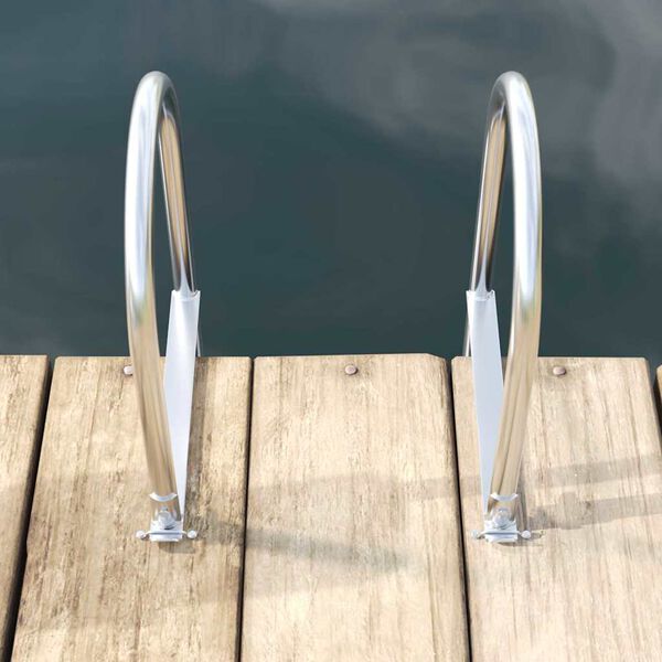 vidaXL 4-treden haventrap Zilver 45 &times;11,5 &times;162 cm Aluminium