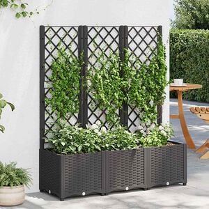 vidaXL Plantenbak met trellis zwart 120x40x136 cm PP