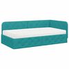 vidaXL Hoekbedframe met matras Turquoise 90 x 200 cm Fluweel