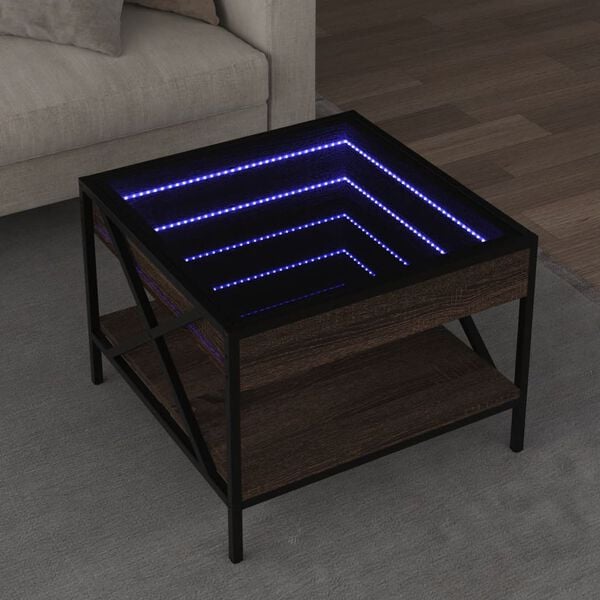 vidaXL Salontafel met Infinity LED 50x50x38 cm bruin eikenkleurig