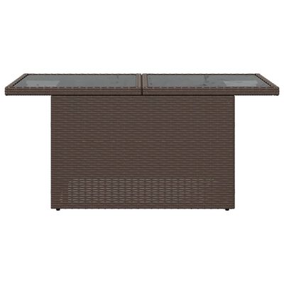 vidaXL Tuintafel met glazen blad 100x55x73 cm poly rattan bruin