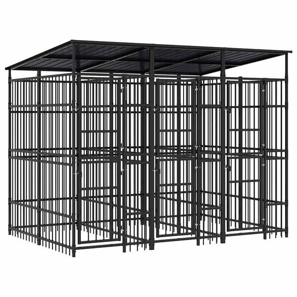 vidaXL Hondenkennel met dak 5,53 m&sup2; staal