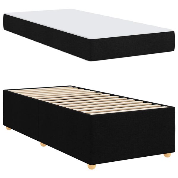 vidaXL Bedframe met matras Zwart 100 x 200 cm Stof