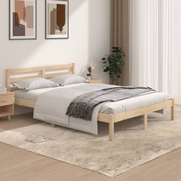 vidaXL Bedframe massief grenenhout 135x190 cm