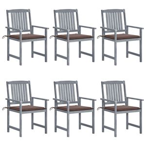 vidaXL Tuinstoelen 6 st met kussens massief acaciahout grijs