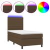 vidaXL Boxspring met matras en LED stof donkerbruin 80x200 cm