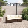 vidaXL 3-delige Loungeset met kussens poly rattan bruin