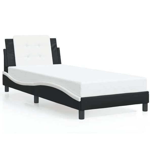 vidaXL Bedframe zonder matras "Zadar" kunstleer zwart en wit 90x190 cm