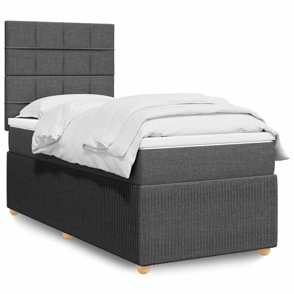 vidaXL Boxspring met matras stof donkergrijs 90x190 cm