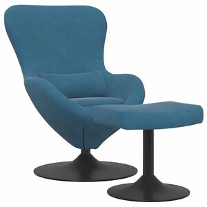 vidaXL Egg Chair met Voetsteun with Footstool Blauw Fluweel