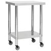 vidaXL Keukenwerktafel met wielen 60x30x85 cm roestvrij staal