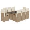 vidaXL 9-delige Tuinset met kussens poly rattan beige