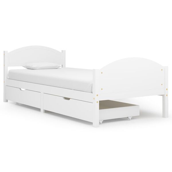 vidaXL Bedframe met 2 lades massief grenenhout wit 90x200 cm