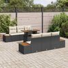 vidaXL Tuin Eetset met kussen met kussen 7 pcs Zwart en Beige