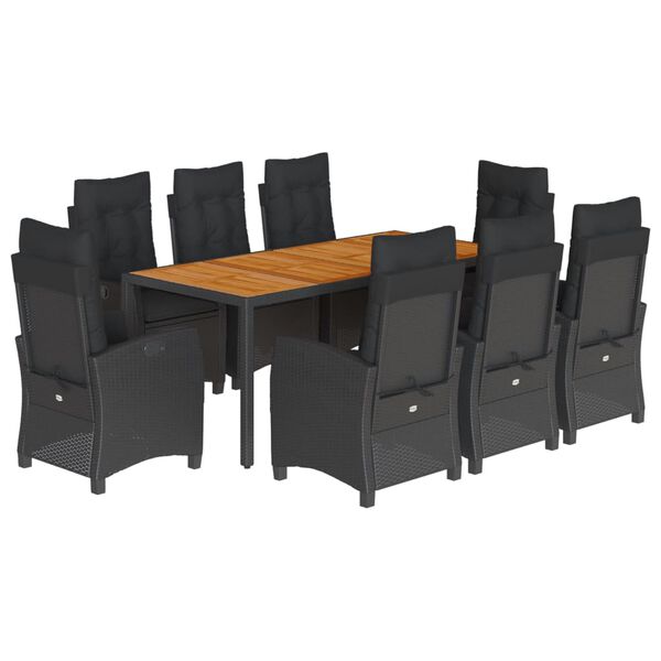 vidaXL 9-delige Tuinset poly rattan zwart
