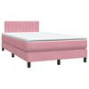 vidaXL Boxspring met matras en LED fluweel roze 120x220 cm