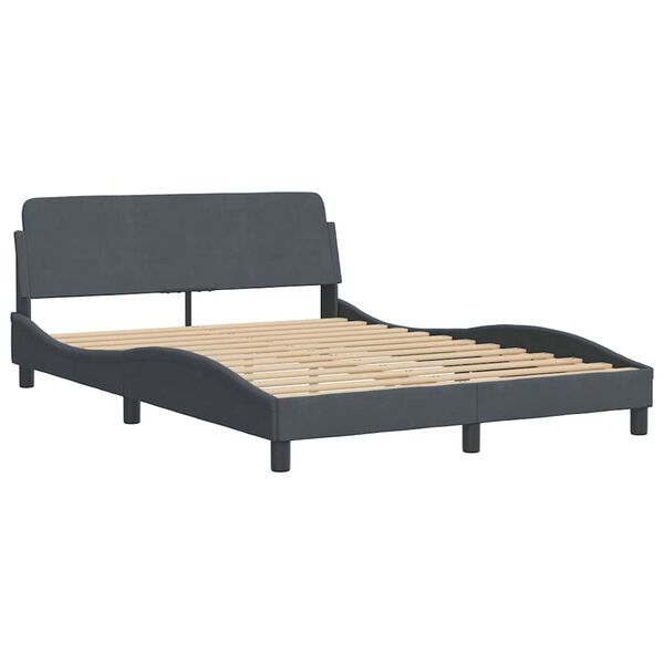 vidaXL Bedframe zonder matras 140x190 cm fluweel donkergrijs