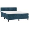 vidaXL Boxspring met matras fluweel donkerblauw 140x200 cm