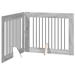 vidaXL Opvouwbaar hondenhek met standaards 2 st Grijs Sonoma 200,5 cm