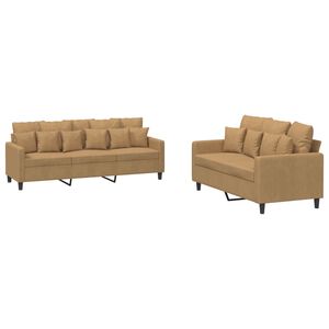 vidaXL 2-delige Loungeset met kussens fluweel bruin