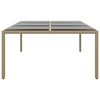 vidaXL Tuintafel 200x150x75 cm gehard glas en poly rattan beige