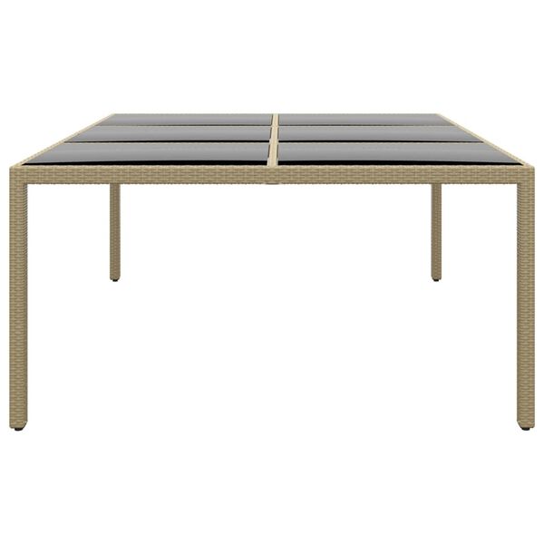 vidaXL Tuintafel 200x150x75 cm gehard glas en poly rattan beige
