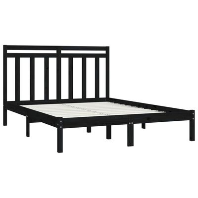 vidaXL Bedframe massief hout zwart 140x200 cm