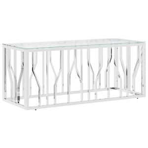 vidaXL Salontafel 110x45x45 cm roestvrij staal en glas