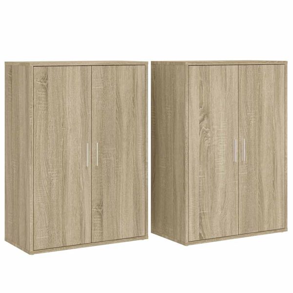 vidaXL Dressoirs 2 st 60x31x84 cm bewerkt hout sonoma eikenkleurig