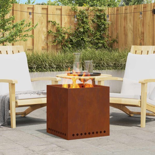 vidaXL Rookloze Vuurschaal Bruin 48 x 48 x 50 cm Cortenstaal