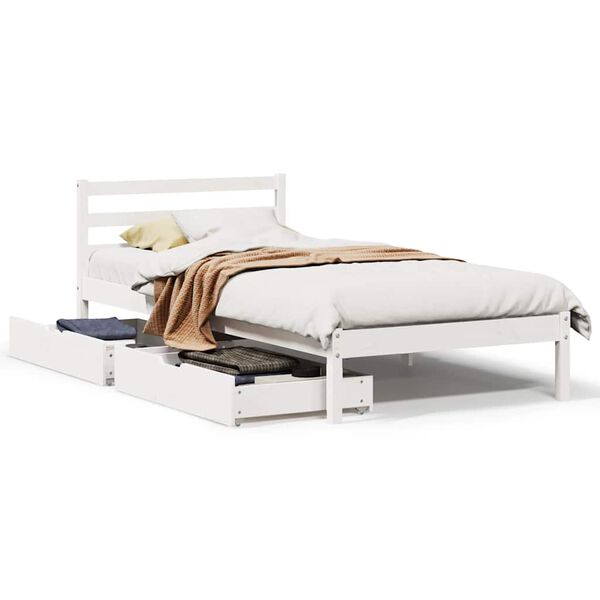 vidaXL Bedframe zonder matras massief grenenhout wit 90x190 cm