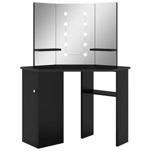 vidaXL Hoekkaptafel met LED 111x54x141,5 cm zwart