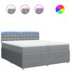 vidaXL Boxspring met matras stof lichtgrijs 200x200 cm