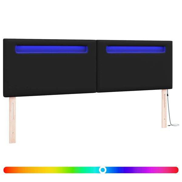 vidaXL LED Hoofdbord Zwart 180 cm Nep Leer