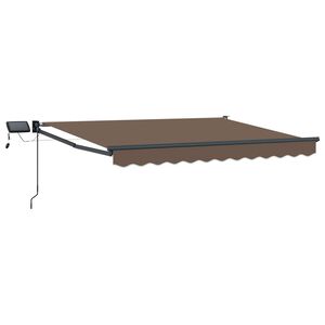 vidaXL Handbediende luifel met LED's Taupe 100% Polyester en Aluminium