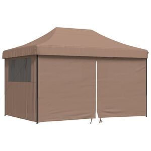 vidaXL Partytent inklapbaar pop-up met 4 zijwanden bruin