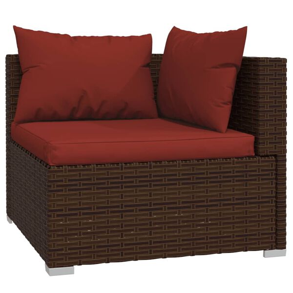 vidaXL 9-delige Loungeset met kussens poly rattan bruin