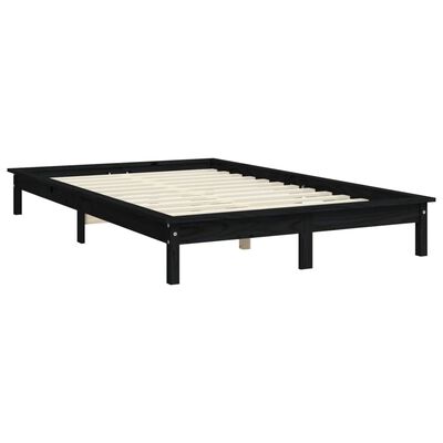 vidaXL Bedframe massief grenenhout zwart 160x200 cm