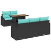 vidaXL Tuin Eetset met kussen 6 pcs Zwart en Blauwgroen