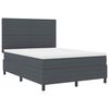 vidaXL LED Box Spring Bed Donkergrijs en Wit 160 x 200 cm Katoen Stof