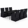 vidaXL 7-delige Tuinset met kussens zwart