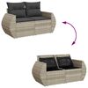vidaXL 6-delige Loungeset met kussens poly rattan lichtgrijs