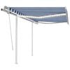 vidaXL Luifel handmatig uittrekbaar met LED 3,5x2,5 m blauw en wit